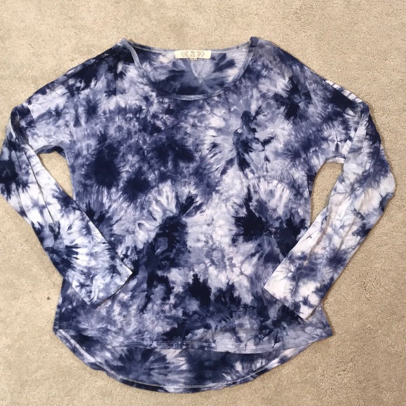Pink Rose Tops - Pink Rose tiedye blue & white long sleeve top Sm